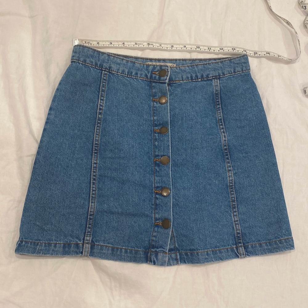 Denim Co. Button-Up Skirt
